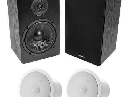 (2) Black 6.5  Home Bookshelf Speakers w Kevlar Woofers+JBL In-JBL Subwoofers Online Sale