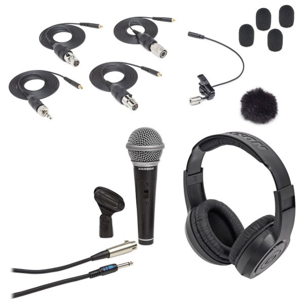 Samson LM7X Lavalier Lav Microphone+Adapters+Case+Handheld Mic+Headphones For Discount