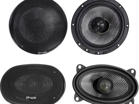 Pair American Bass SQ 6.5 +SQ 4.6 4x6  Car Audio Speakers w Neo Swivel Tweeters For Cheap