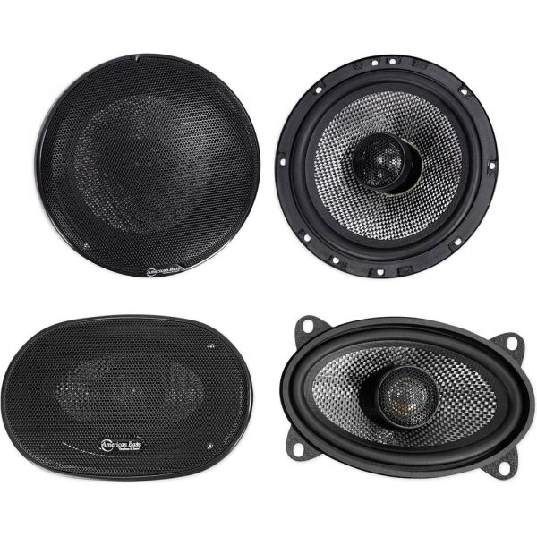 Pair American Bass SQ 6.5 +SQ 4.6 4x6  Car Audio Speakers w Neo Swivel Tweeters For Cheap