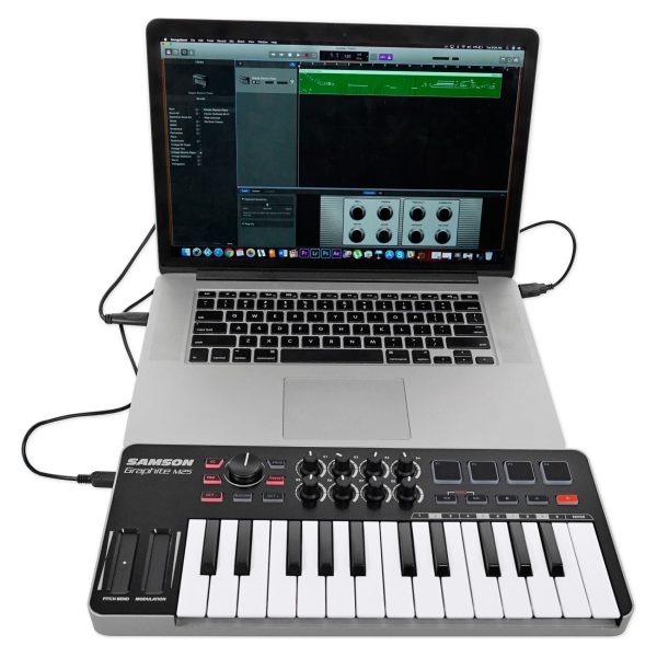 Samson Graphite M25 25-Key USB MIDI DJ Keyboard Controller+Pair Studio Monitors Supply