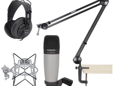 Samson C01 Condenser Recording Mic+Boom Arm+Desk Clamp+Shock Mount+Headphones Online