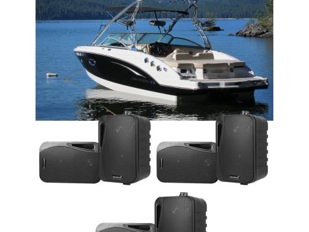 (6) Rockville HP4S Black 4  Marine Box Speakers with Swivel Bracket For Boats Cheap