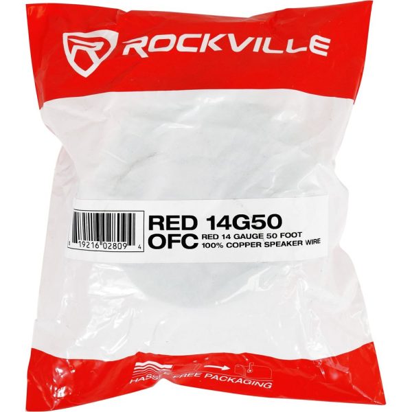 Rockville RED 14G50 OFC 14 Gauge 50 Foot 100% Copper Speaker Wire Car Audio For Cheap