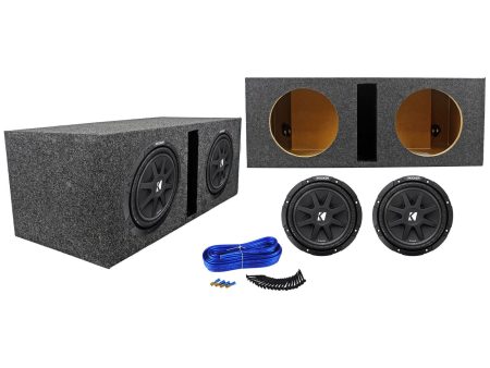 (2) KICKER 43C104 Comp 10  600w SVC 4-ohm Car Subwoofer+Vented Sub Box Enclosure For Discount