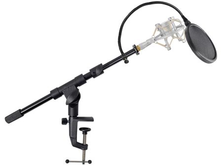 Samson MBA18 Microphone Boom Arm Podcast Mic Stand+Pop Filter+Silver ShockMount For Cheap