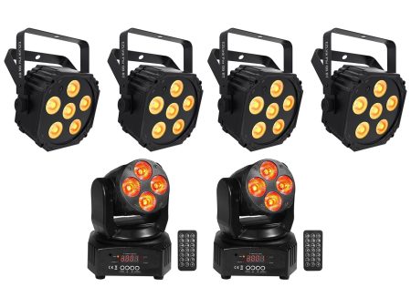 (4) Chauvet DJ Ezlink Par Q6 BT Wireless Bluetooth Wash Lights+(2) Moving Heads Hot on Sale