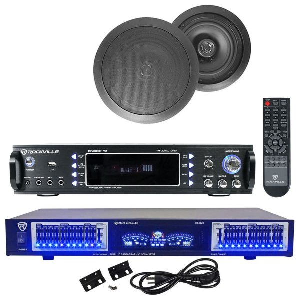 RPA60BT Home Theater Bluetooth Receiver+10 Band Eq+8  Black Ceiling Speakers Cheap