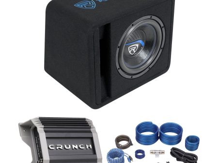 Rockville VS10K54 10  K5 1200w Car Subwoofer+Vented Sub Enclosure+Crunch Amp Sale