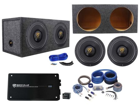 (2) Rockville W10K9D4 10  6400w Subwoofers+Sealed Sub Box+Mono Amplifier+Amp Kit Discount