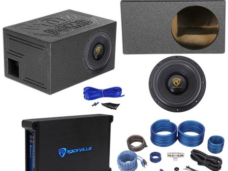 Rockville W10K9D4 10  3200 w Car Subwoofer+Sealed Sub Box+Mono Amplifier+Amp Kit on Sale