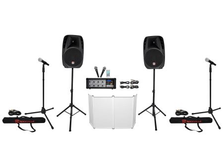 Rockville RPG2X15 PA System Mixer Amp+15  Speakers+Stands+Mics+Bluetooth+Facade Cheap