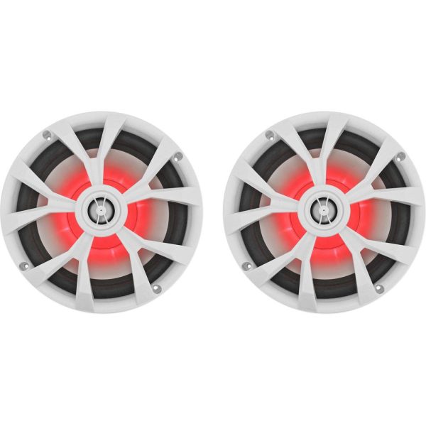 (2) Rockville RKL80MB 8  900 Watt Marine Wakeboard LED Tower Speakers in White on Sale