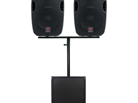 Rockville DJ Package w  (2) 10  Active Speakers+Dual Mount+12  Powered Subwoofer For Sale