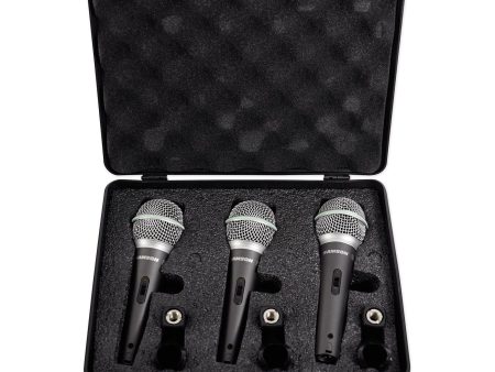 SAMSON Q6 3-Pack Handheld Microphones+Mic Clips For Church Sound Systems Sale