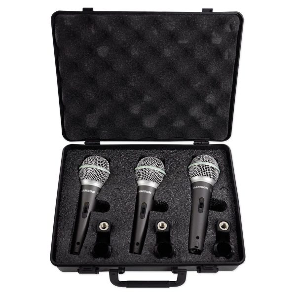 SAMSON Q6 3-Pack Handheld Microphones+Mic Clips For Church Sound Systems Sale