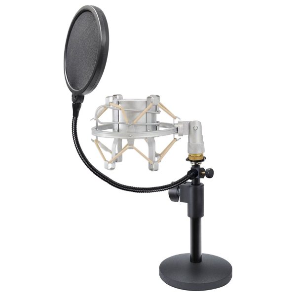 Samson MD2 Weighted Desktop Podcast Podcasting Mic Stand+Shockmount+Pop Filter For Discount