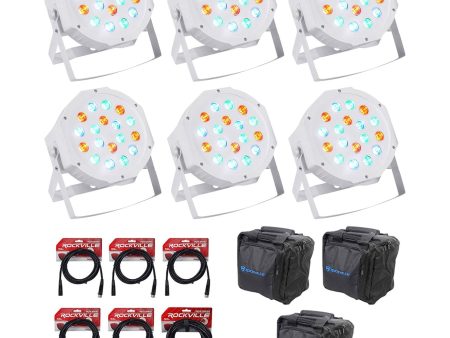 (6) Rockville RockPAR50 White DMX LED RGB PAR Wash Lights+(6) Cables+Carry Bags Discount