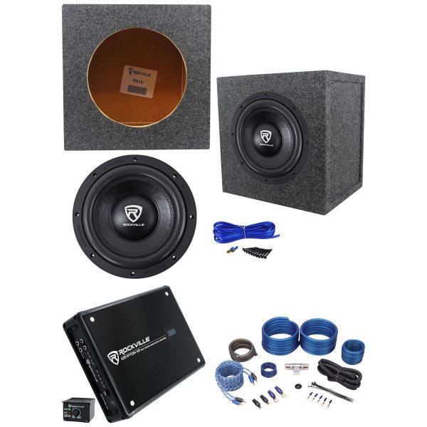 Rockville W10K6D2 V2 10  2000w Subwoofer+Sealed Sub Box+Mono Amplifier+Amp Kit Hot on Sale