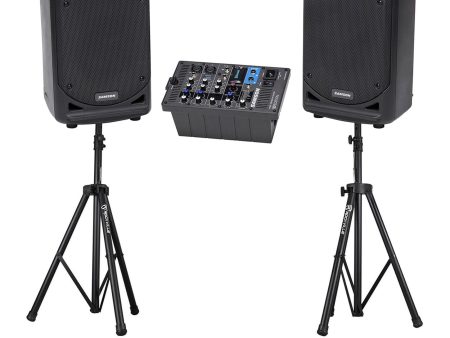 Samson Expedition XP300 300w Portable 6  Bluetooth PA DJ Speakers+Mixer+Stands Hot on Sale