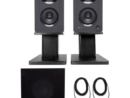 Samson M30 3  Podcasting Podcast Recording Monitors+Stands+Subwoofer Supply