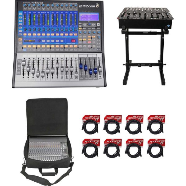 PRESONUS Studiolive SL-1602 USB 16.0.2 Digital Mixer+Stand+Case+(8) XLR Cables Sale