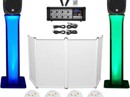 DJ Package w 15  Speakers+Bluetooth Mixer+Mics+Tripod+Totem Stands+Facade+ Lights Discount