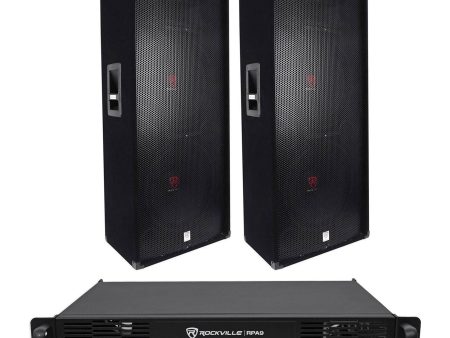 (2) Rockville RSG15.24 Dual 15” PA Speakers + Rockville RPA9 Power Amplifier Amp Online