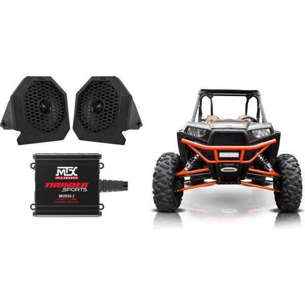 (2) MTX RZRPOD65 6.5  Dash Mount Roll Bar Speakers+2-Channel Amp For Polaris RZR Cheap