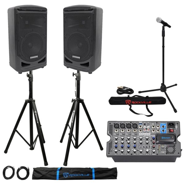 Samson Church School Portable 8  Audio Visual Speaker Sound System + Mic + Stand Online Hot Sale