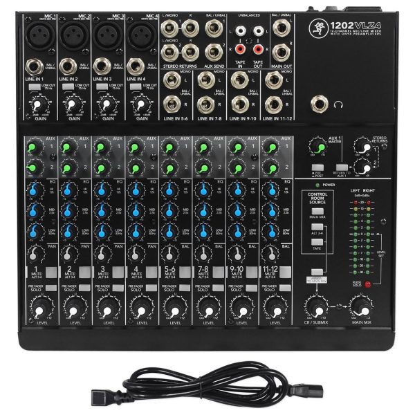 Mackie 1202VLZ4 12-channel Analog Low-Noise Mixer w 4 ONYX Preamps+DI Box+Cable Fashion