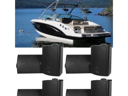 (8) Rockville HP5S Black 5.25  Marine Box Speakers with Swivel Bracket For Boats on Sale