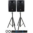 Pair Rockville RPG15 15  2000w Powered PA DJ Speakers + 2 Stands + 2 Cables+Bag on Sale