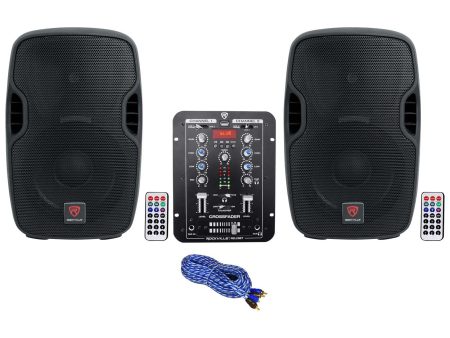 (2) Rockville BPA10 400 Watt 8  Powered Speakers+2-Channel Bluetooth Mixer w USB on Sale