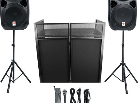 2 Rockville 12  Speakers+Stands w Bluetooth+Booth For Backyard Party Movie Night Supply