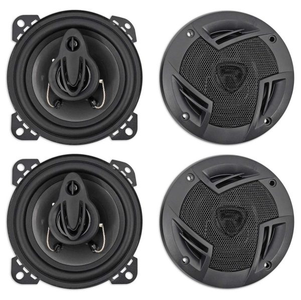 (4) Rockville RV4.3A 4  3-Way Car Speakers 1000 Watts   140w RMS CEA Rated Total Supply