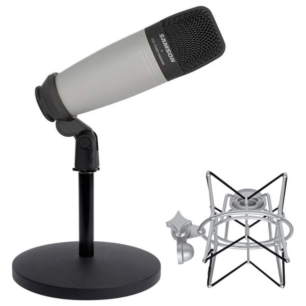 Samson C01 Studio Recording Podcast Microphone+Shock Mount+Weighted Mic Stand Hot on Sale