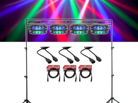 4) Rockville Spyder LED Beam Moving Head DMX DJ Party Lights+8 Ft. Truss System Online Hot Sale