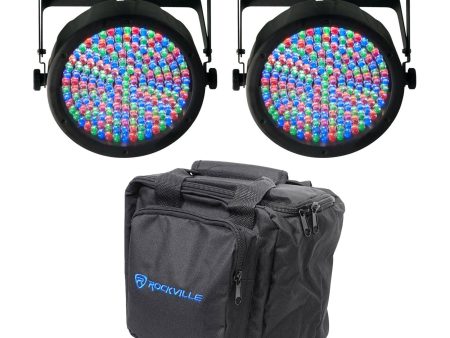 (2) Chauvet SlimPAR 64 SlimPAR64 Compact DMX LED Wash Lights + Carry Case For Cheap