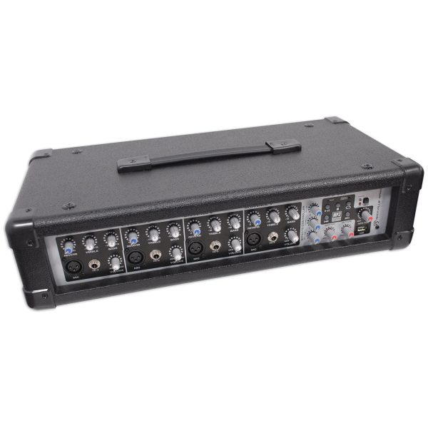 Rockville RPM45 1800 Watt Powered 4 Channel Mixer Amplifier+(3) Mics+Case+Cables on Sale