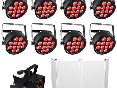 (8) Chauvet SlimPAR T12 BT Bluetooth Par Can Wash Lights+Facade+LED Fog Machine Online now