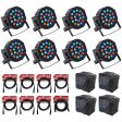 (8) Rockville FHB-118 LED RGB DMX LED PAR Can Wash Lights+(8) Cables+Carry Bags Hot on Sale