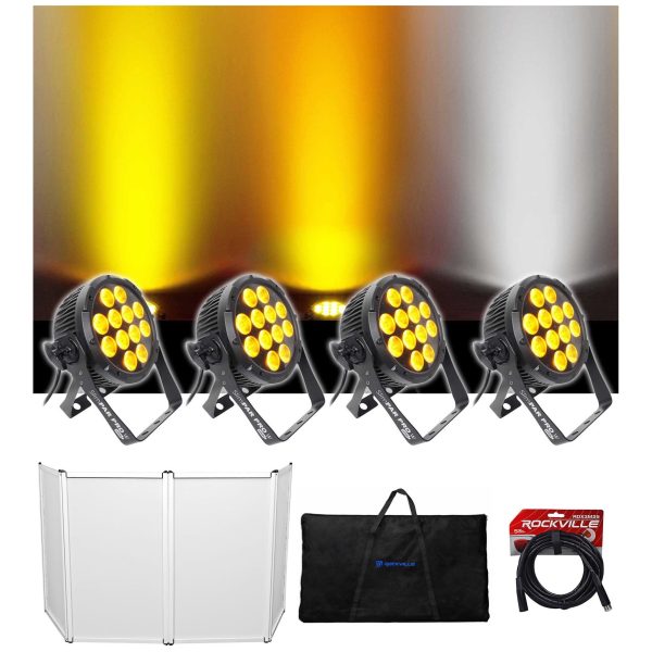 (4) Chauvet DJ SlimPar Pro W USB D-Fi LED Par Can Wash lights+Facade+DMX Cables Supply