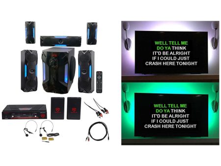 Rockville Bluetooth Home Theater Karaoke Machine System w 8  Sub + Headset Mics Discount