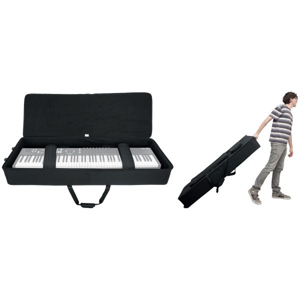 Rockville Rolling Bag Keyboard Case w Wheels+Trolley Handle For HAMMOND XK-2 Online Hot Sale