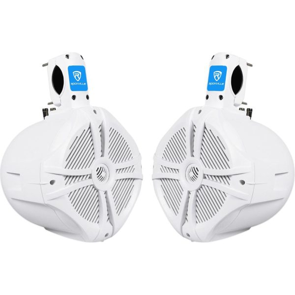 (2) Rockville RWB80W 8  White 500 Watt Marine Wakeboard Tower Speakers+Covers Online